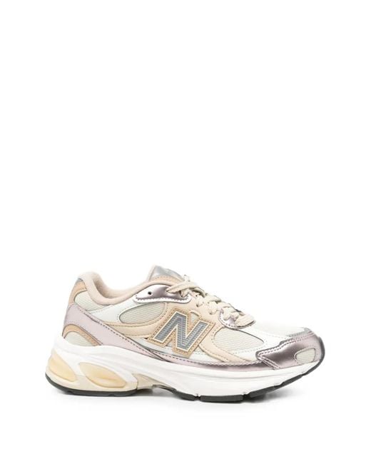 New Balance White Panelled Lace-Up Sneakers