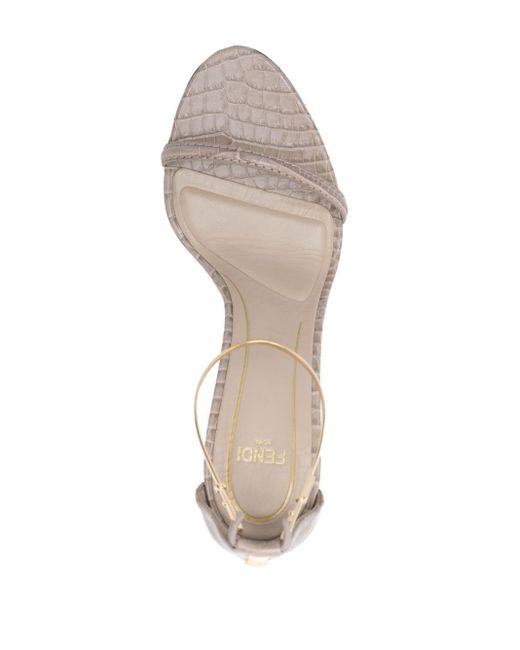 Fendi White Filo 95mm Embossed-crocodile Sandals
