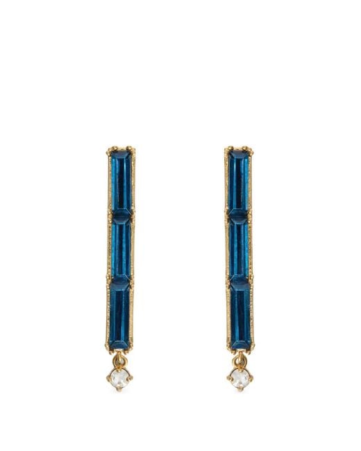 Jil Sander Blue Crystal-Embellished Drop Earrings