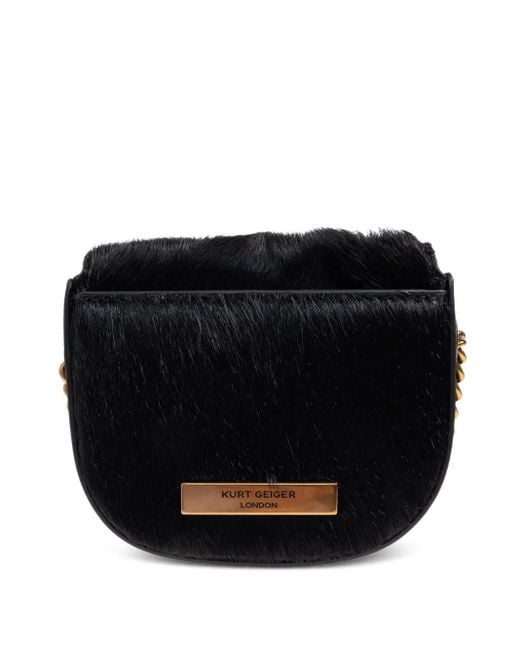 Kurt Geiger Black Micro Chelsea Crystal-Embellished Saddle Bag