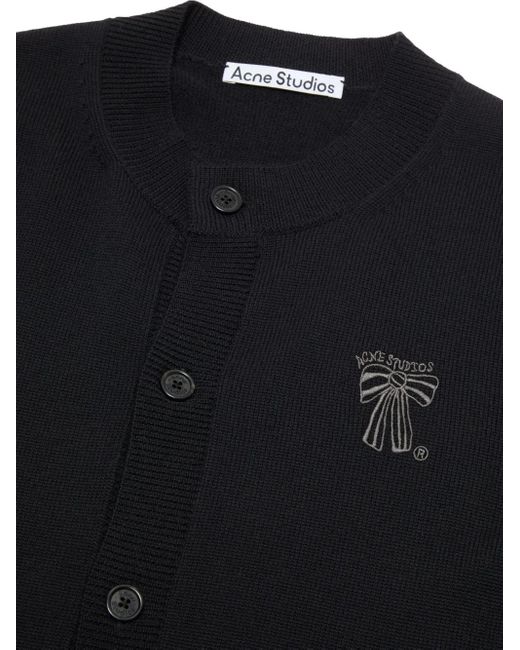 Acne Black Ribbed Button-Up Cardigan for men