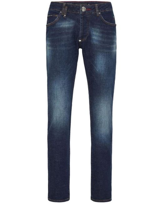 メンズ Philipp Plein ローライズ ストレートジーンズ Blue