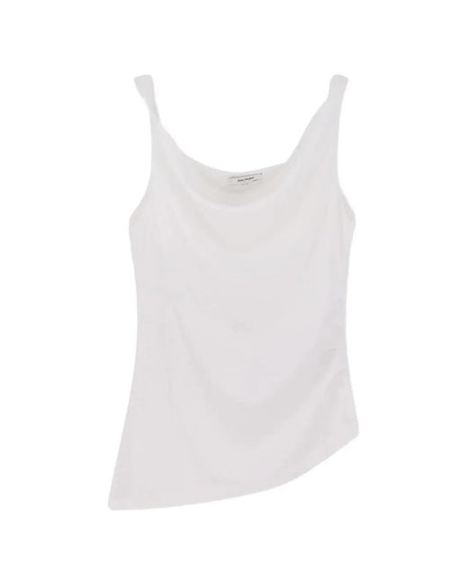 R2W White Asymmetric-Hem Tank Top