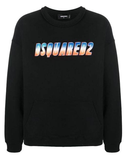 DSquared² Black Glittery Logo Crew Neck Sweatshirt for men