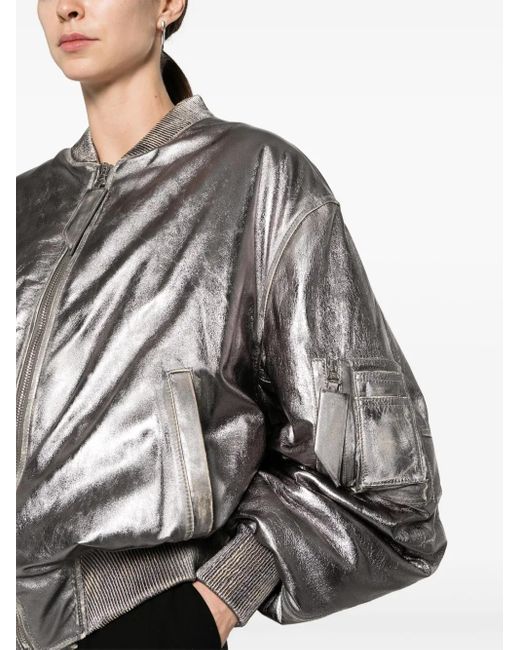 Chaqueta bomber Anja metalizada The Attico de color Gray
