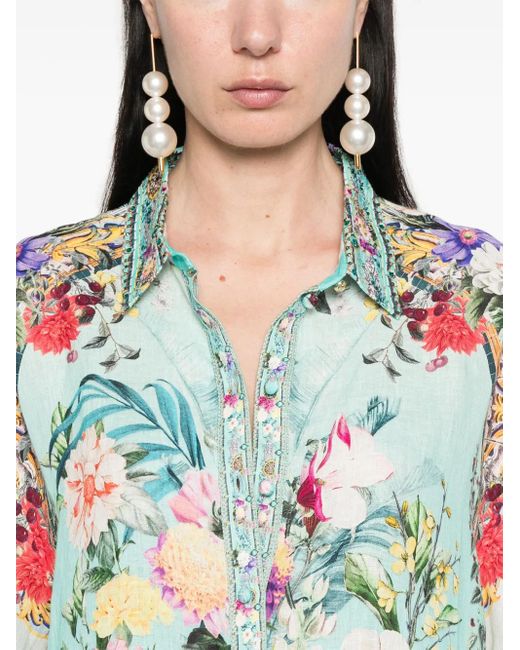 Camilla Gray Tiered Long-Sleeve Mini Dress