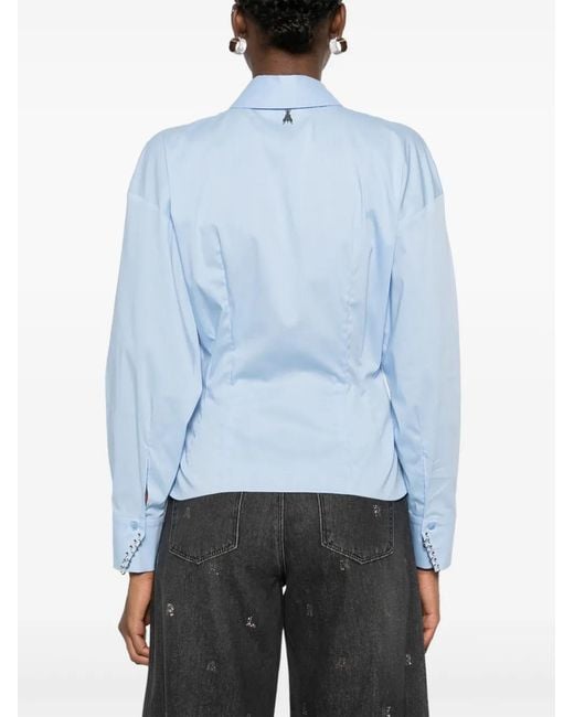 Patrizia Pepe Blue Hoop-Detail Shirt