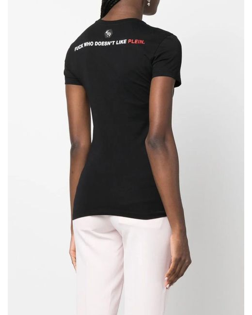 Philipp Plein Black Logo-Print Cotton T-Shirt