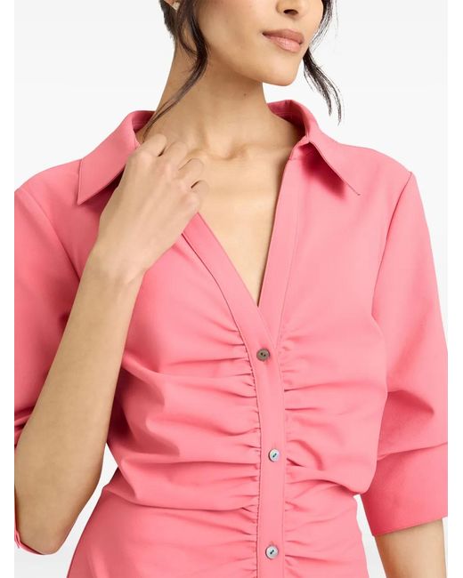 Cinq À Sept Pink Elina Ruched Shirtdress