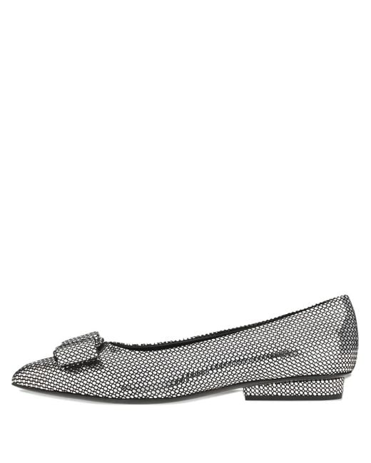 ferragamo-bow-detail-ballet-flats-in-metallic-lyst