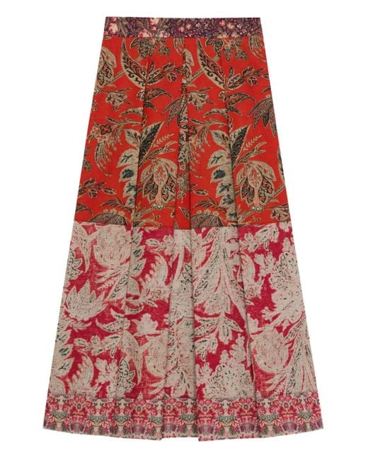 Pierre Louis Mascia Salato フローラル コットンスカート Red