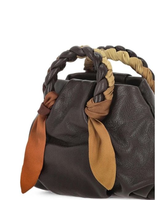 Hereu Black Braided-Handle Leather Tote Bag