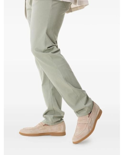Eleventy Pink Perforated Suede Loafers for men