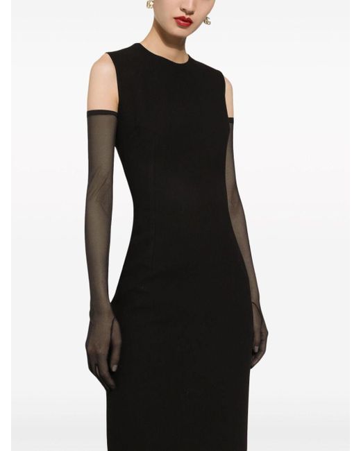Dolce & Gabbana Black Round-neck Sleeveless Midi Dress