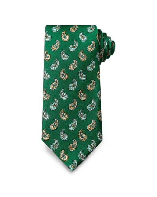 Bona Furtuna Green Paisley-Print Silk-Twill Tie for men