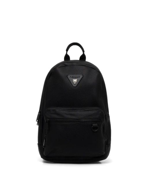 Philipp Plein Black Logo-Patch Backpack for men