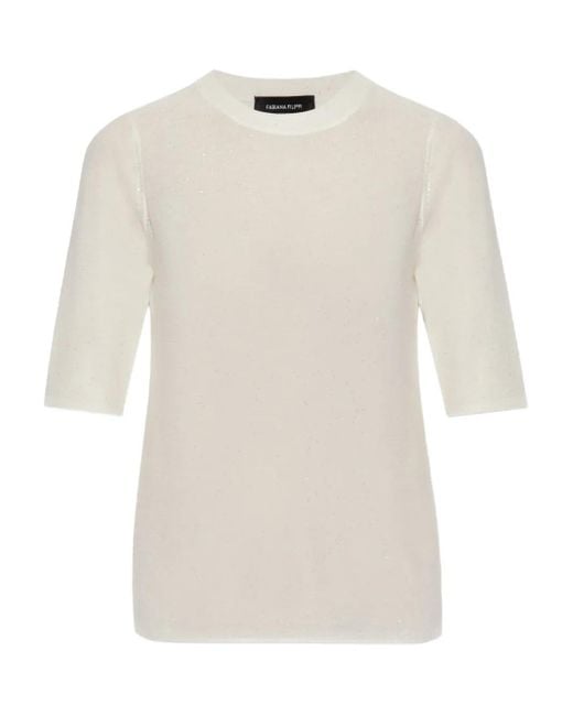 Fabiana Filippi White T-Shirt Mit Pailletten