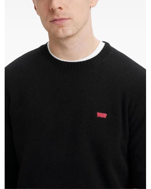 Levi's Black Logo-Patch Crew-Neck Sweater for men
