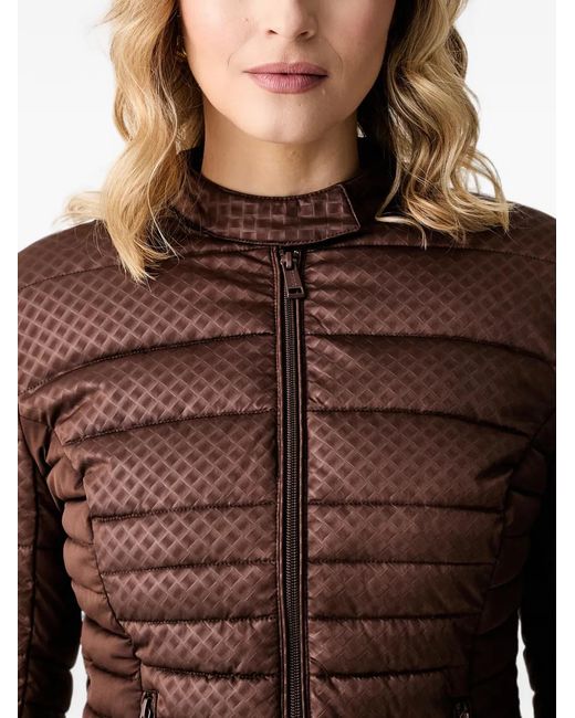 Guess Brown Quilted Logo-Patch Jacket