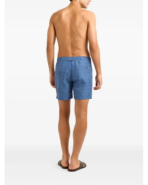 Orlebar Brown Blue Drawstring Patterned Swim Shorts for men