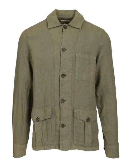 Heritage Green Button-Up Patch-Pocket Shirt for men