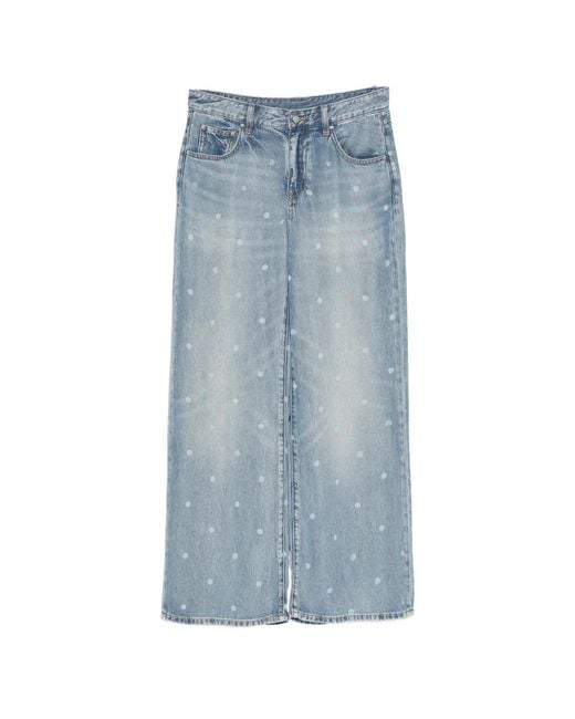 JNBY Blue Polka Dot Flared Jeans