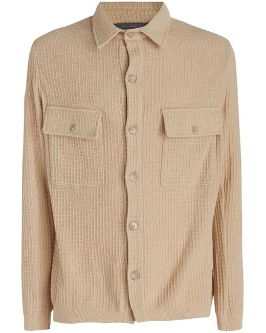 Camicia Con Lavorazione A Nido D'Ape di SUNHOUSE in Natural da Uomo