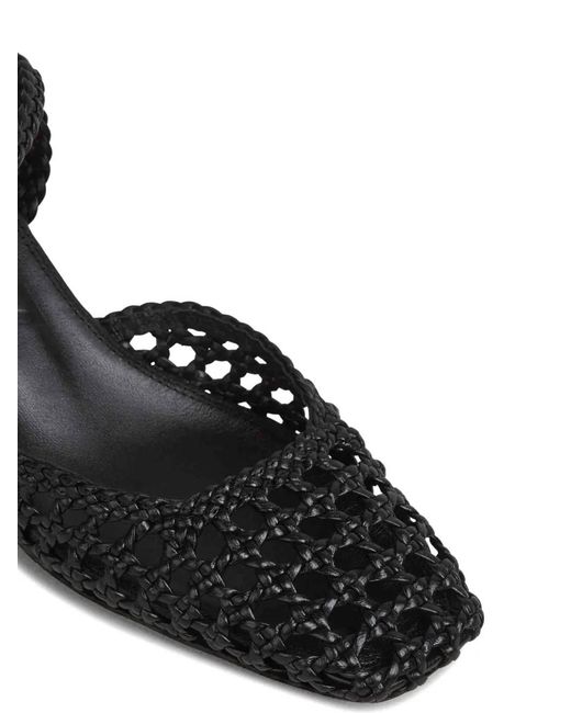 Souliers Martinez White Woven Leather Pumps