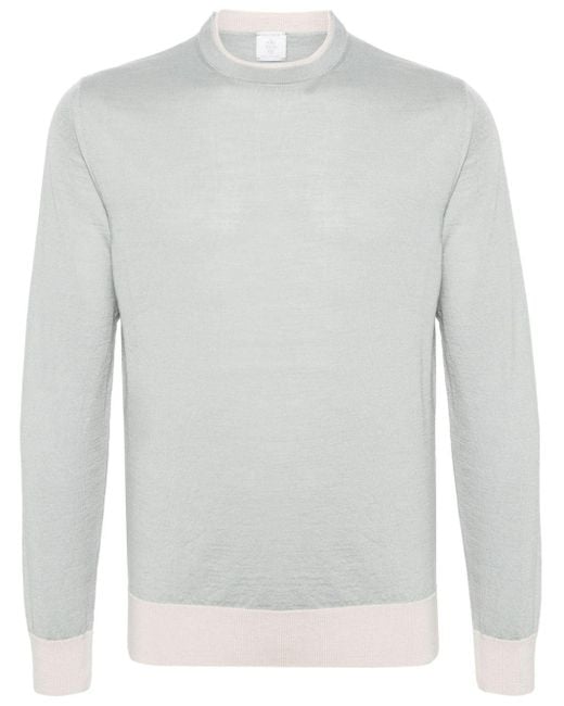Eleventy Fein gestrickter Pullover im Layering-Look in White für Herren