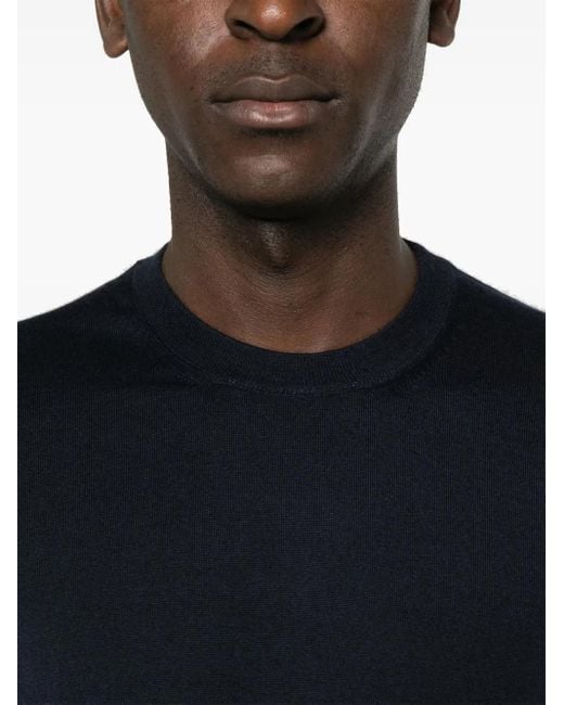 Zanone Blue Cashmere-Sil Crew-Neck Sweater for men