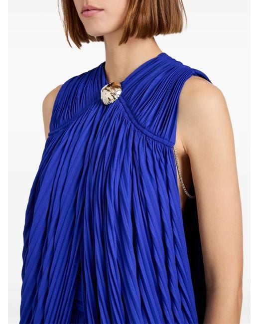 Proenza Schouler Blue Verziertes Maxikleid mit Falten