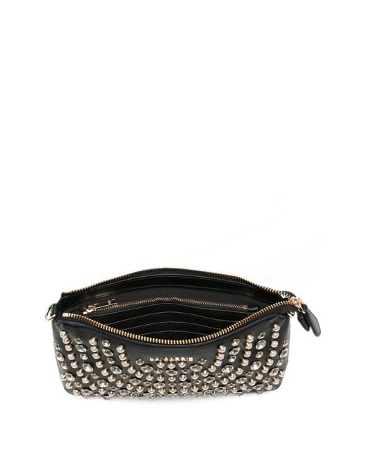La Carrie Black Crystal-Embellished Faux-Pearl Cross Body Bag