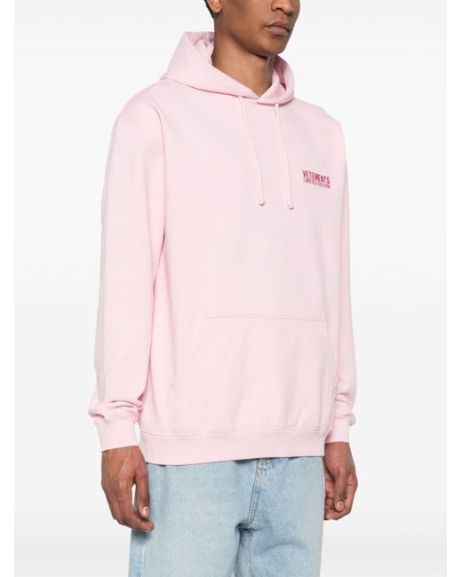 Vetements Pink Logo-embroidered Hoodie