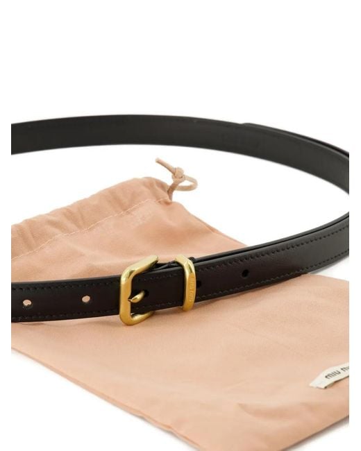 Miu Miu White Thin Leather Belt