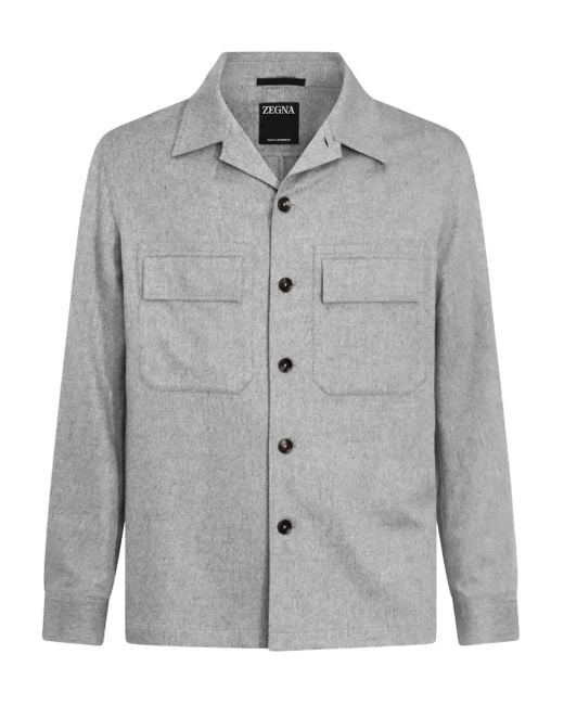 メンズ Zegna ダブルポケット カシミアジャケット Gray