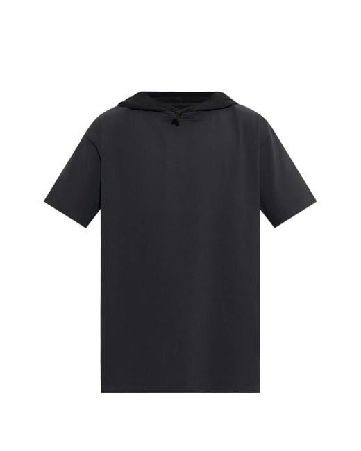 Maison Margiela Black Graphic-Print Hooded T-Shirt for men