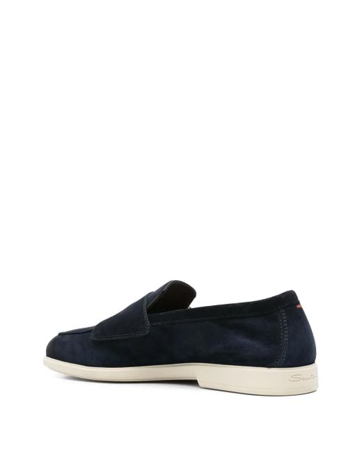 Santoni Blue Suede Monk Shoes for men