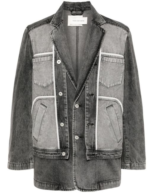 Giacca denim Inside Out con design patchwork di Feng Chen Wang in Gray