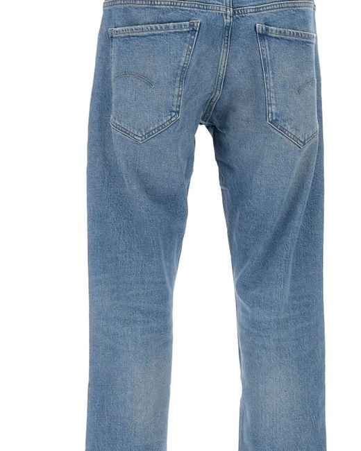 G-Star Blue Logo-Patch Straight Jeans for men