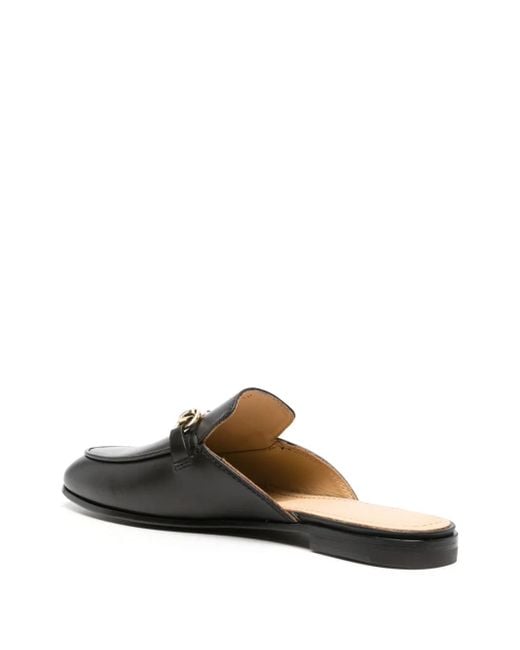 Scarosso Black Horsebit-Detail Leather Mules