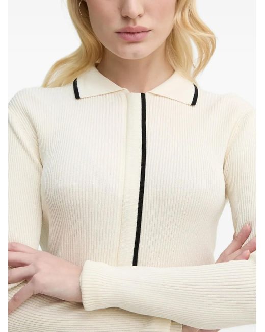 Bruuns Bazaar Natural Ribbed Polo Neck Cardigan