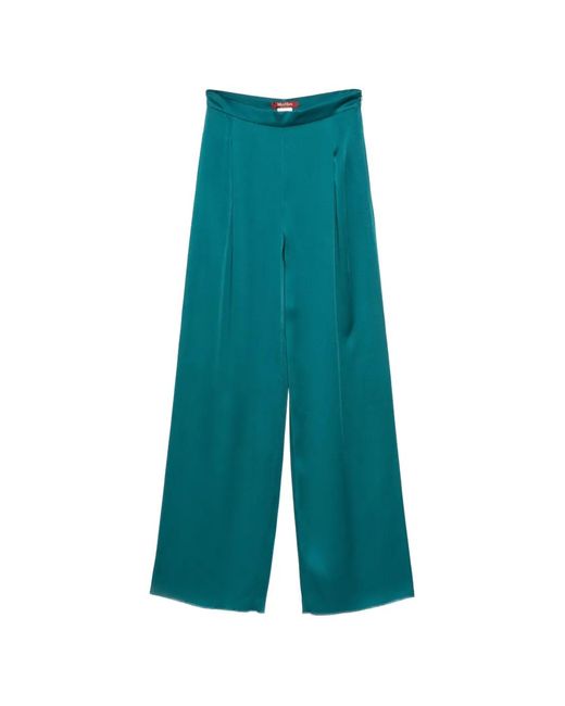 Max Mara Green Satin-Finish Trousers