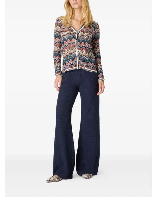 Missoni Blue Zigzag Pattern Flared Trousers