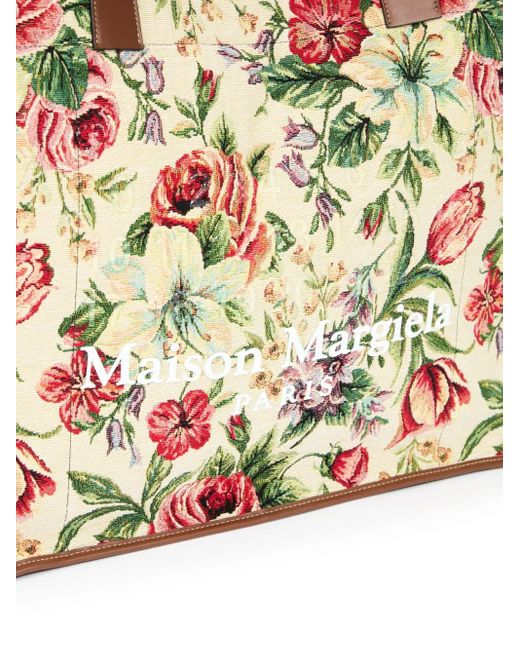 Maison Margiela Natural Large Floral-Print Tote Bag for men