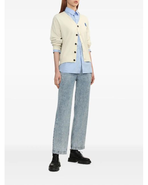 Adererror White Sig; Bl Tag Logo-Patch Button Cardigan