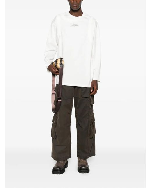 Feng Chen Wang White Label-Detail Long-Sleeved T-Shirt for men