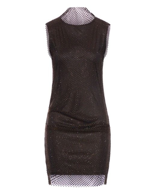 Sportmax Rhinestone-Embellished Sleeveless Mini Dress With High Collar in  Black | Lyst
