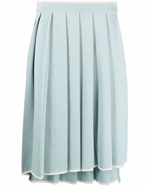 Thom Browne Blue High-Low Pleated Skirt for men