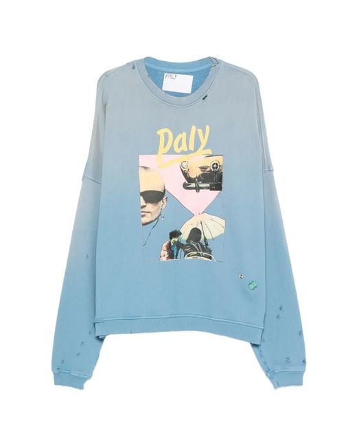 PALY Blue Crew-Neck Graphic-Print Sweatshirt for men