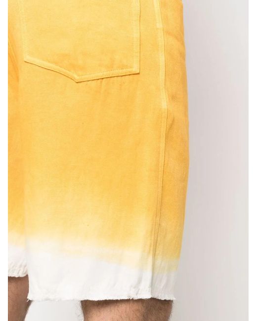 Federico Curradi Yellow Tie-Dye Denim Shorts for men